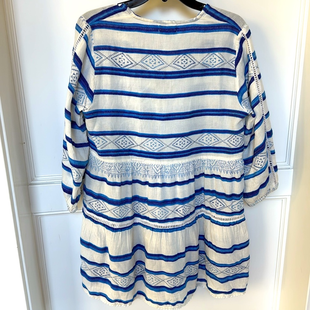 ASPIGA Sophia Cotton Kaftan Mini Dress Blue White Color Womens Size Medium - Picture 8 of 11